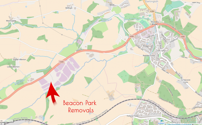 Map showing location of Beacon Park Removals